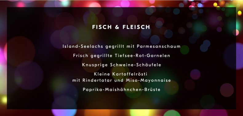 Grafik Jockl Kaiser Meyers Keller Sommer Party Nördlingen 2024 Menü Fisch & Fleisch